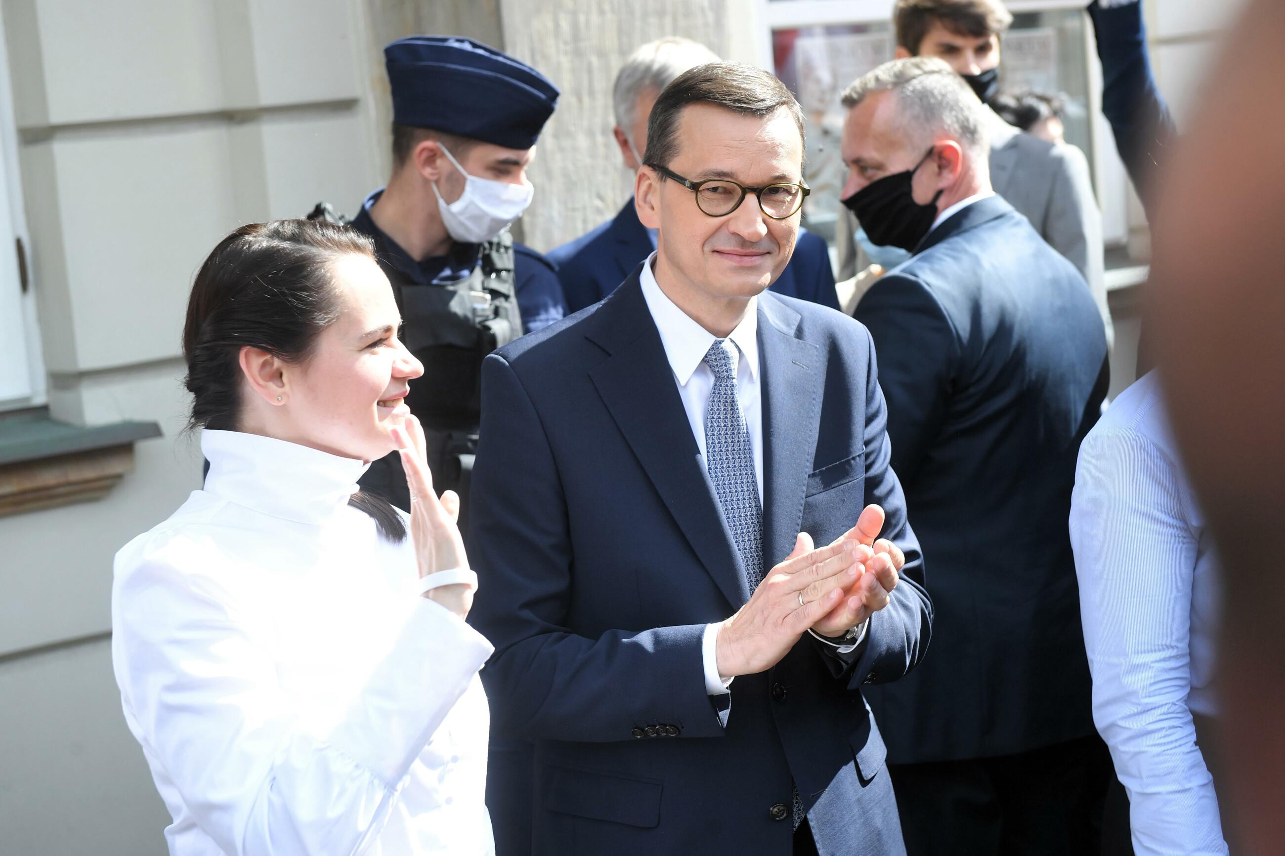 Mateusz Morawiecki i Swiatłana Cichanouska w Warszawie