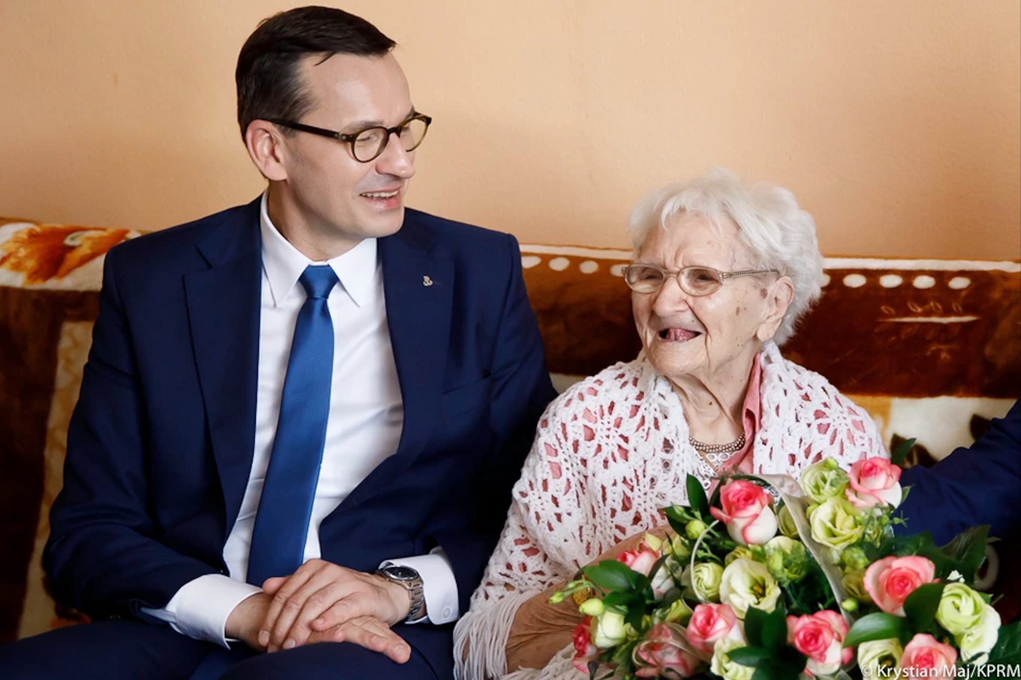 Premier Mateusz Morawiecki i pani Tekla Juniewicz