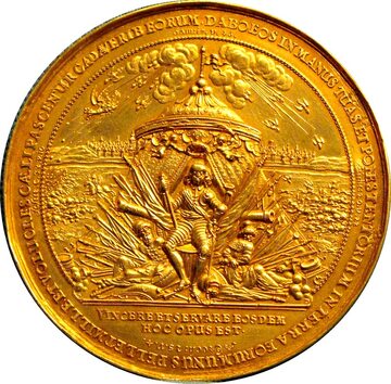 Medal (26 dukatów) wybity z okazji odsieczy Smoleńska przez Władysława IV Wazę w 1634