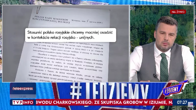 TVP Info ujawniło list Tuska do Putin z 2008 r.