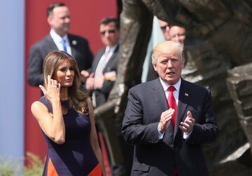 Melania i Donald Trump podczas wizyty w Polsce