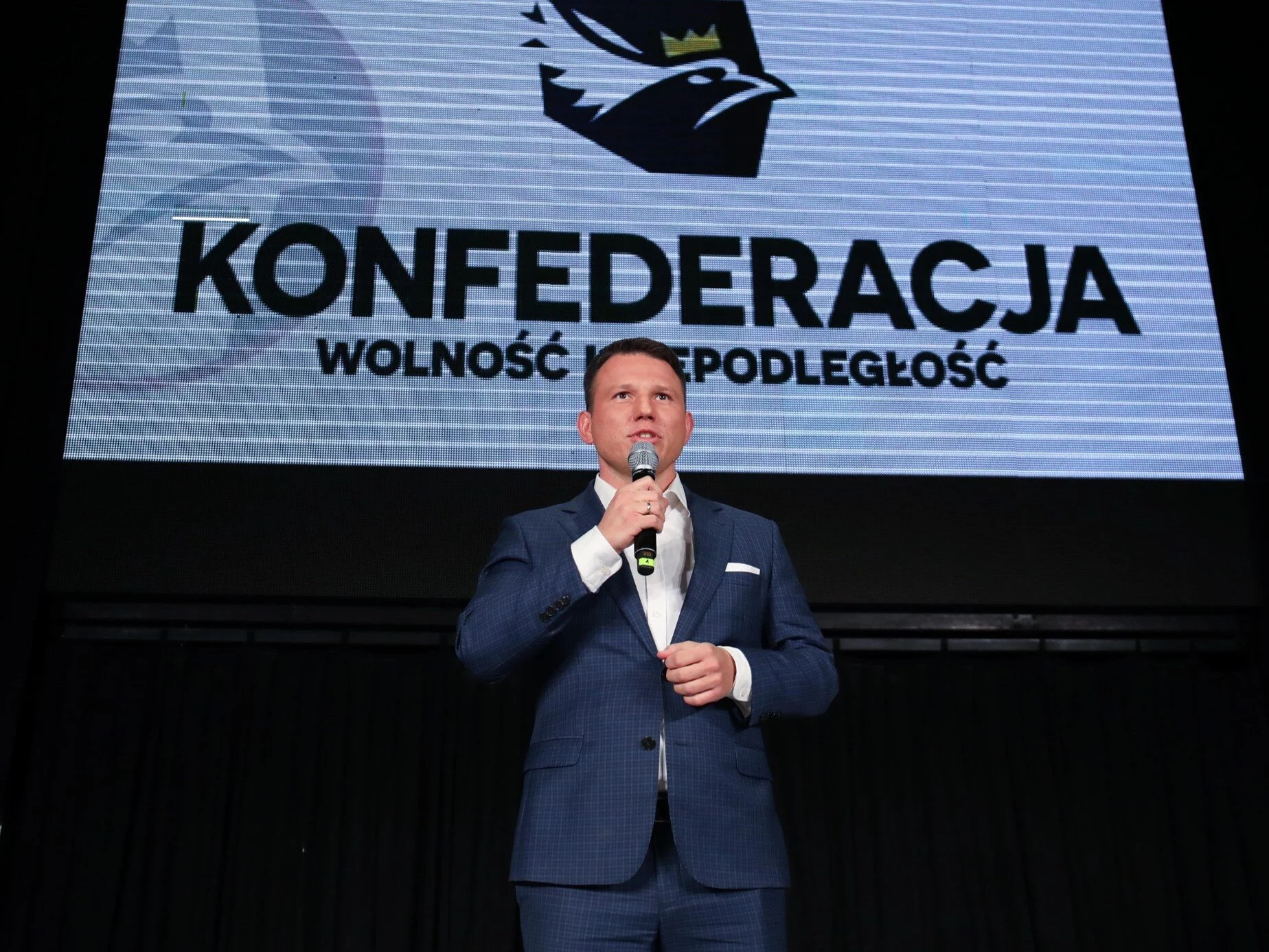 Warszawa, 15.10.2023. Wybory parlamentarne 2023. Lider Konfederacji Sławomir Mentzen