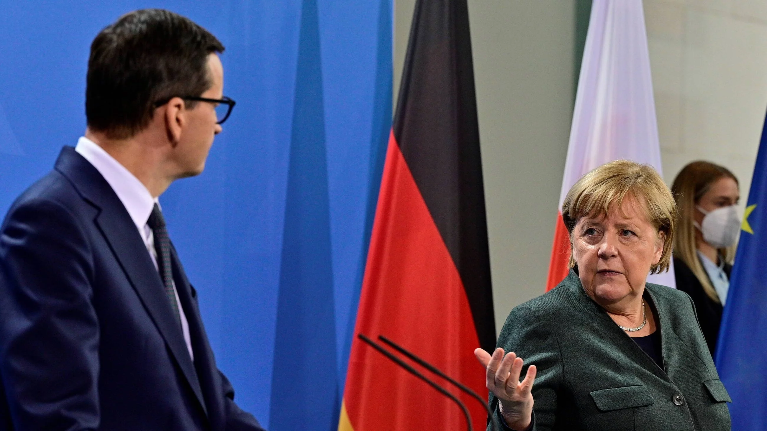 Premier Mateusz Morawiecki i kanclerz Niemiec Angela Merkel