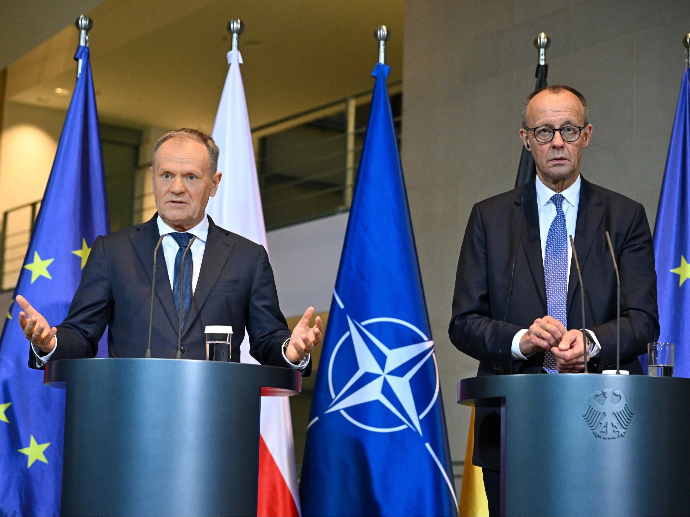 Premier Donald Tusk i kanclerz Niemiec Friedrich Merz