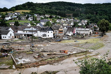 Miejscowość Schuld po przejściu powodzi