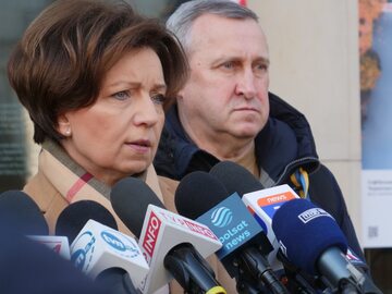 Minister Marlena Maląg i ambasador Ukrainy w Polsce Andrij Deszczycia