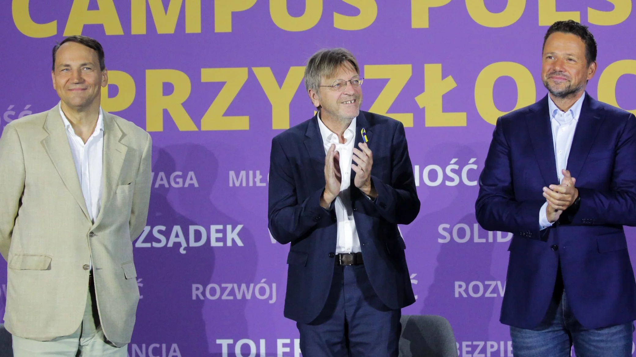 Radosław Sikorski,  Guy Verhofstadt i Rafał Trzaskowski na Campus Polska 2022