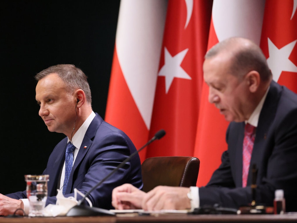 Prezydent RP Andrzej Duda i prezydent Republiki Turcji Recep Tayyip Erdogan w Pałacu Prezydenckim w Ankarze