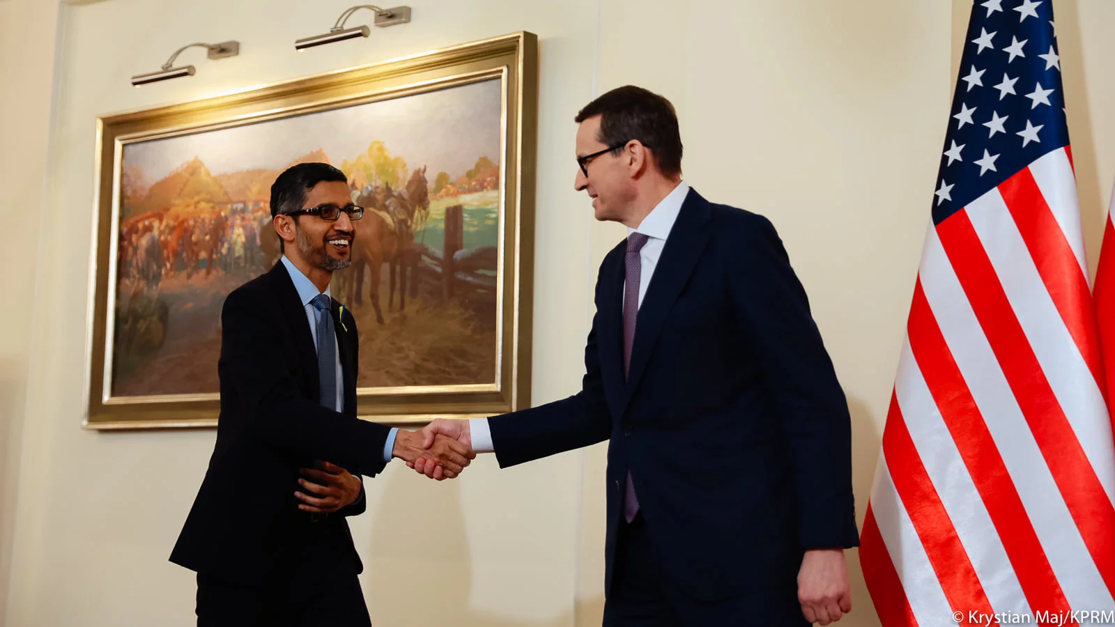 Premier Mateusz Morawiecki i prezes Google Sundar Pichai