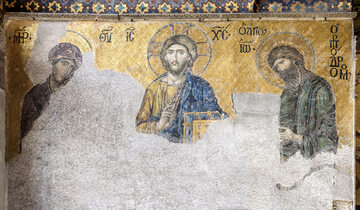Mozaika z Hagii Sophii. Deesis  - Jezus Chrystus, Matka Boża i Jan Chrzciciel