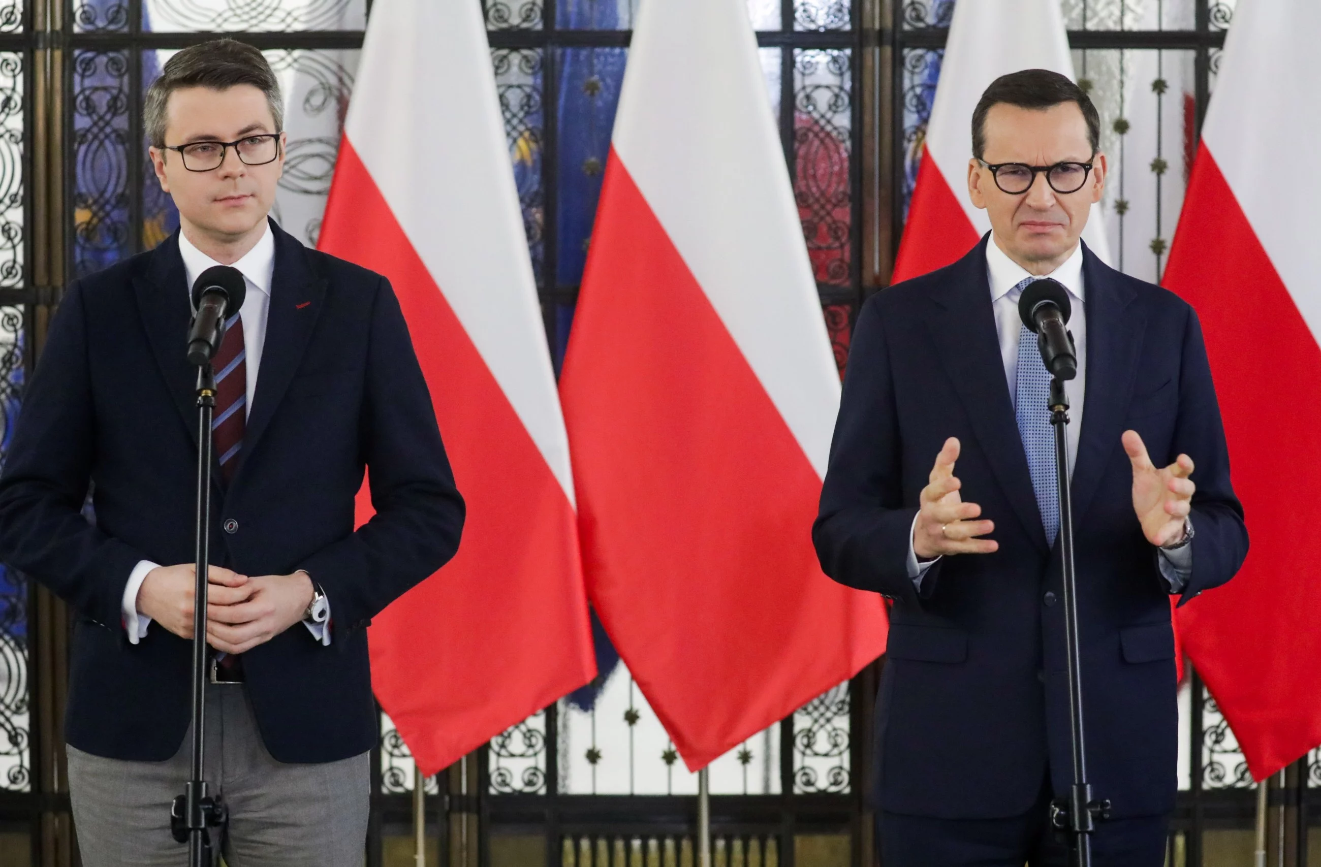 Piotr Muller i Mateusz Morawiecki