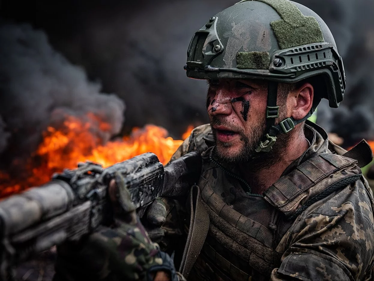 Ukraiński żołnierz podczas wojny z Rosją