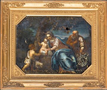 Najcenniejszy element kolekcji – dwustronny obraz będący własnością Jana III Sobieskiego. Z prawej: portret Marii Radziwiłł
