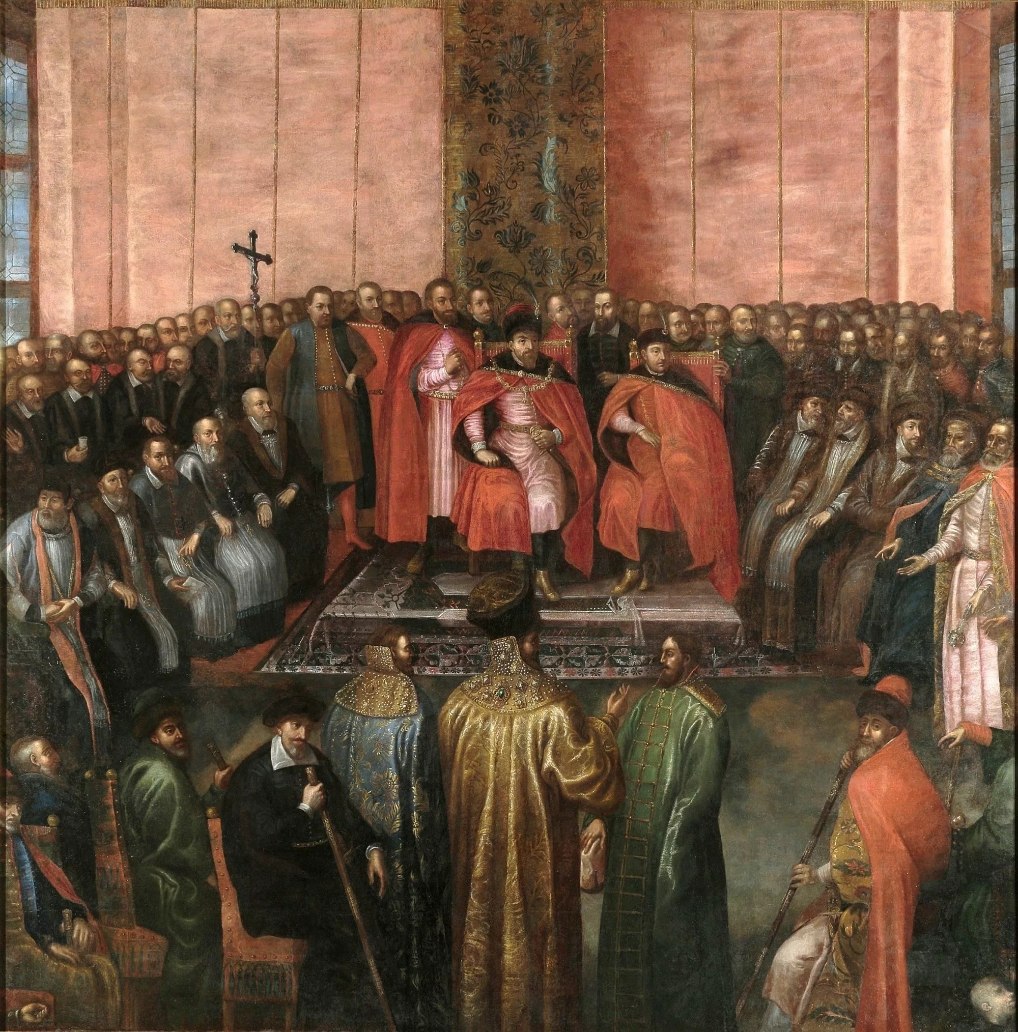 Hołd Szujskich przed królem Zygmuntem III Wazą. Mal. Tomasz Dolabella