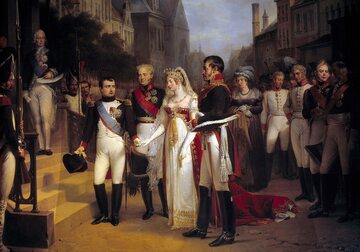 Napoleon przyjmuje w Tylży królową pruską Luizę, mal. Nicolas Gosse