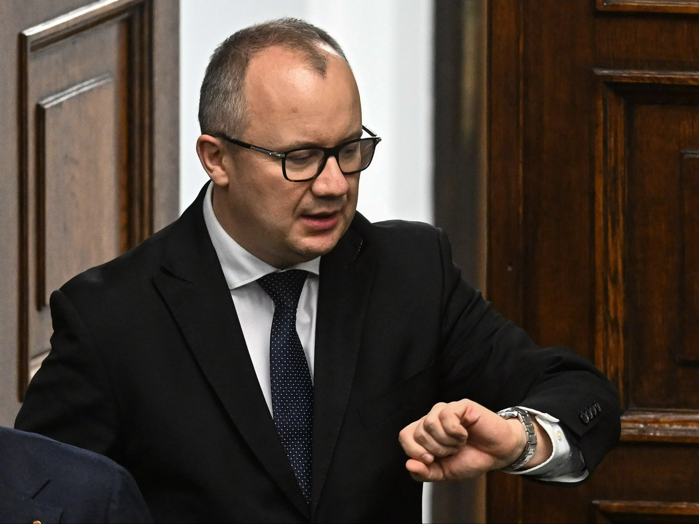 Minister sprawiedliwości Adam Bodnar na sali plenarnej Sejmu w Warszawie