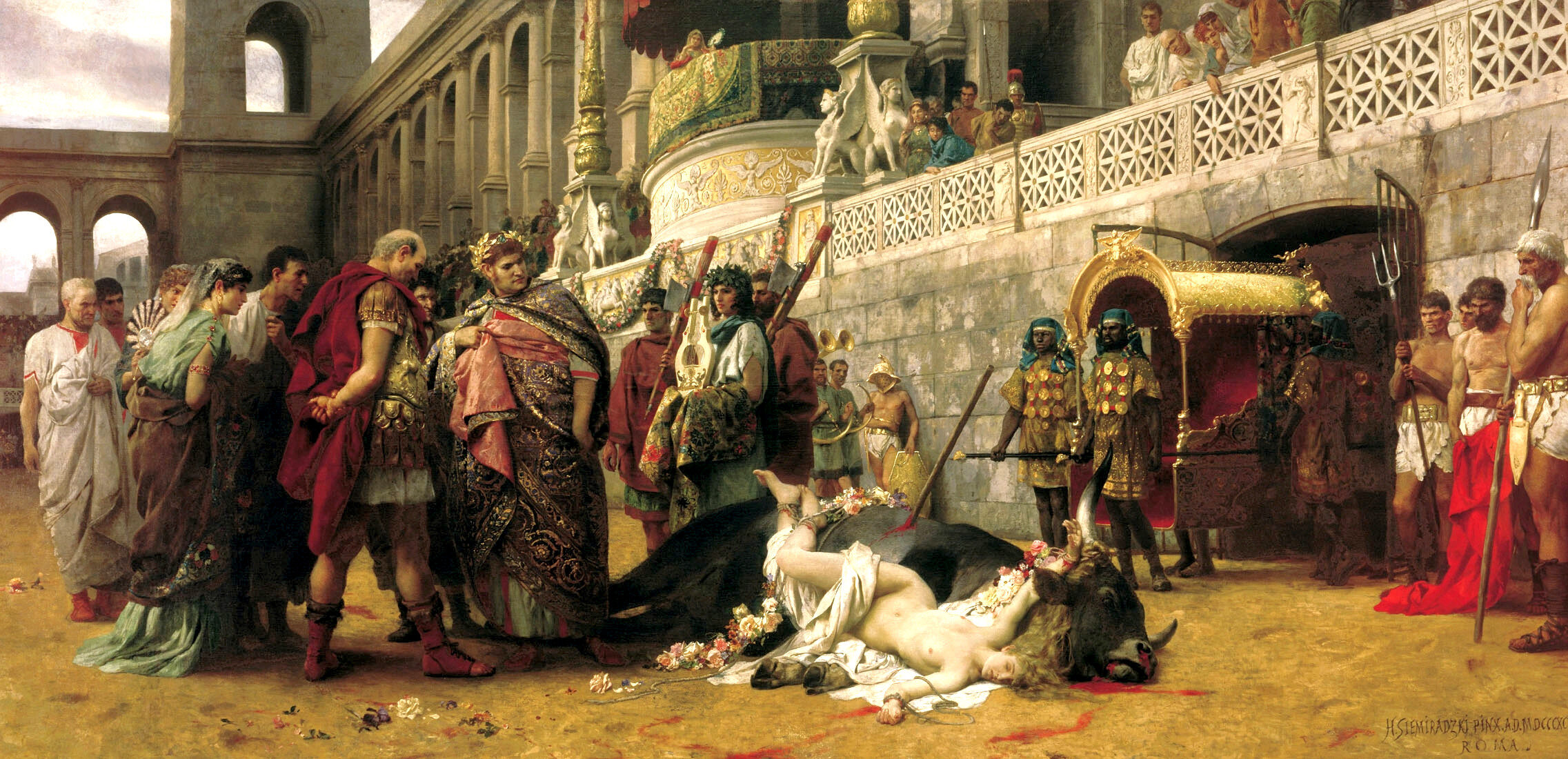 Neron na obrazie Henryka Siemiradzkiego "Dirce chrześcijańska"