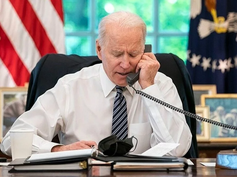 Prezydent USA Joe Biden podczas rozmowy telefonicznej z premierem Izraela Benjaminem Netanjahu