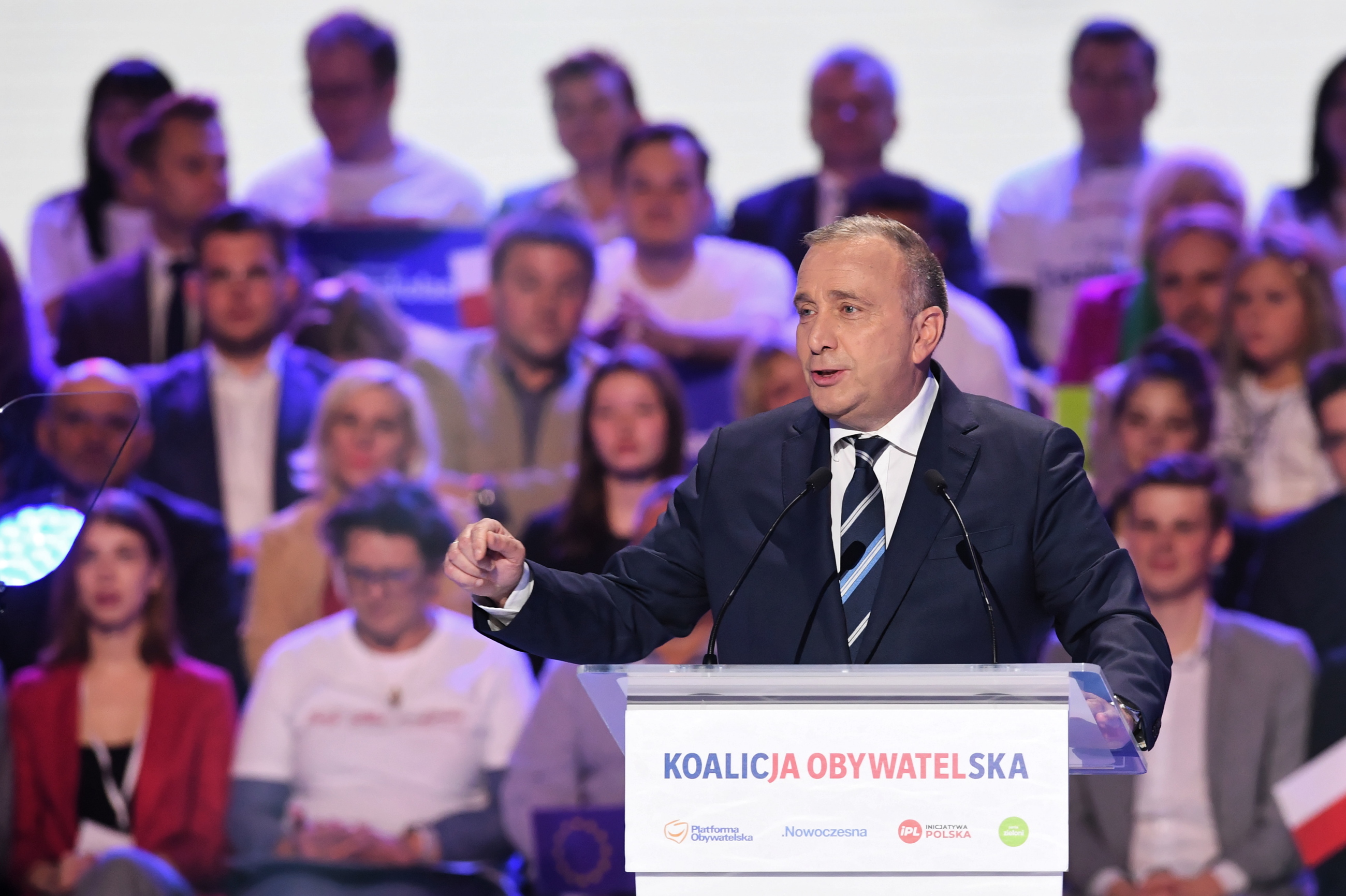 Grzegorz Schetyna na konwencji KO