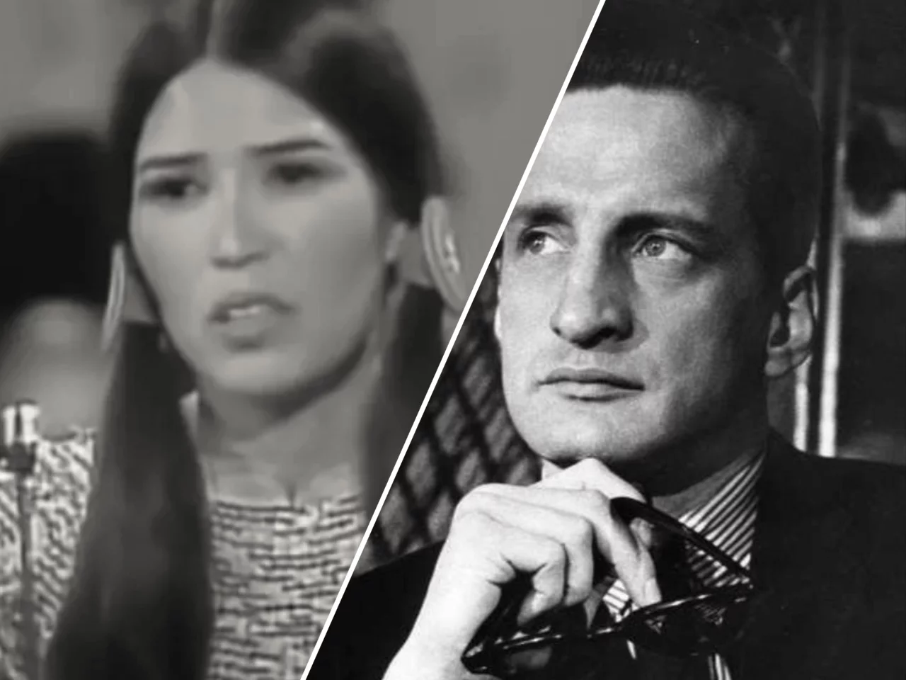 Sacheen Littlefeather - Indianka, która wystąpiła na gali Oscarów w imieniu Marlona Brando, który odmówił przyjęcia Oscara  /  George C. Scott - on także odmówił przyjęcia Oscara