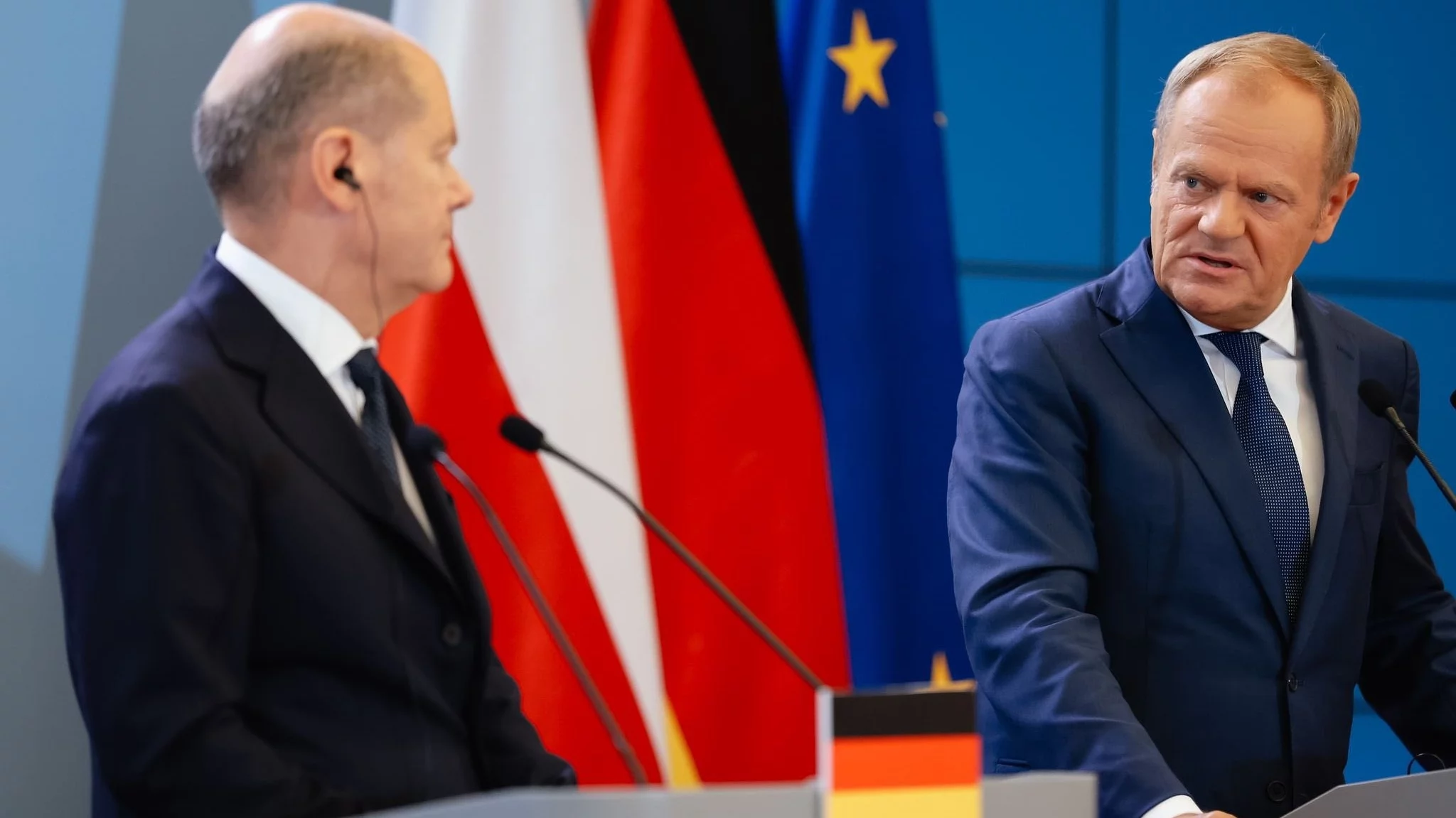 Premier Donald Tusk i kanclerz Niemiec Olaf Scholz