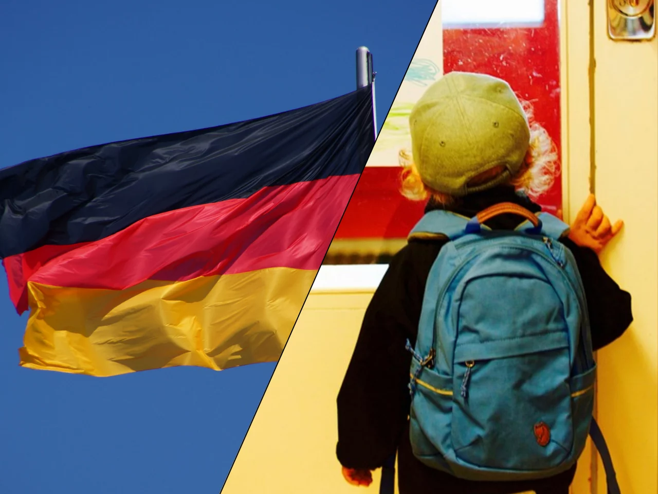 Niemiecka flaga i uczeń