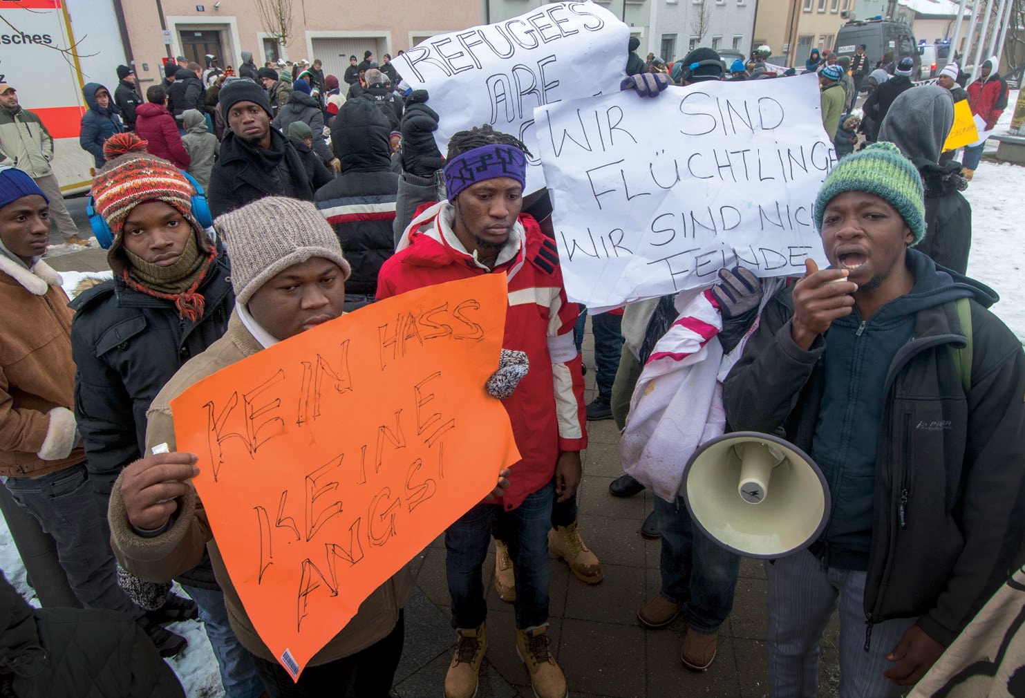 Protest uchodźców w Niemczech przeciw obozom przejściowym i deportowaniu ich z UE, grudzień 2017 r.