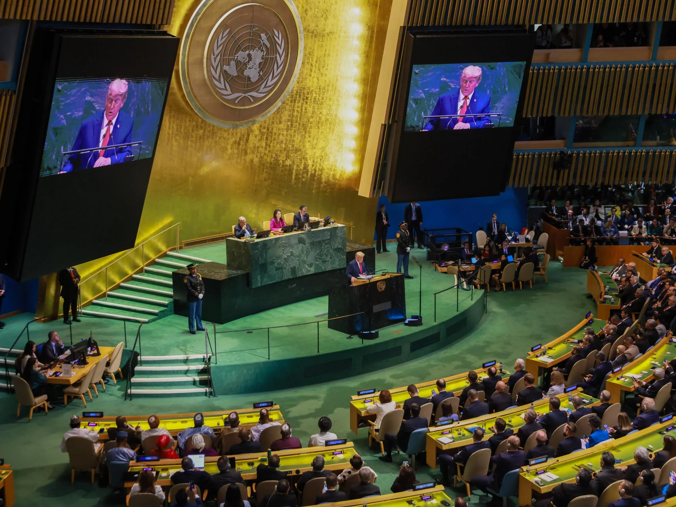 Prezydent USA Donald Trump przemawia podczas debaty generalnej 80. Sesji Zgromadzenia Ogólnego ONZ w Nowym Jorku