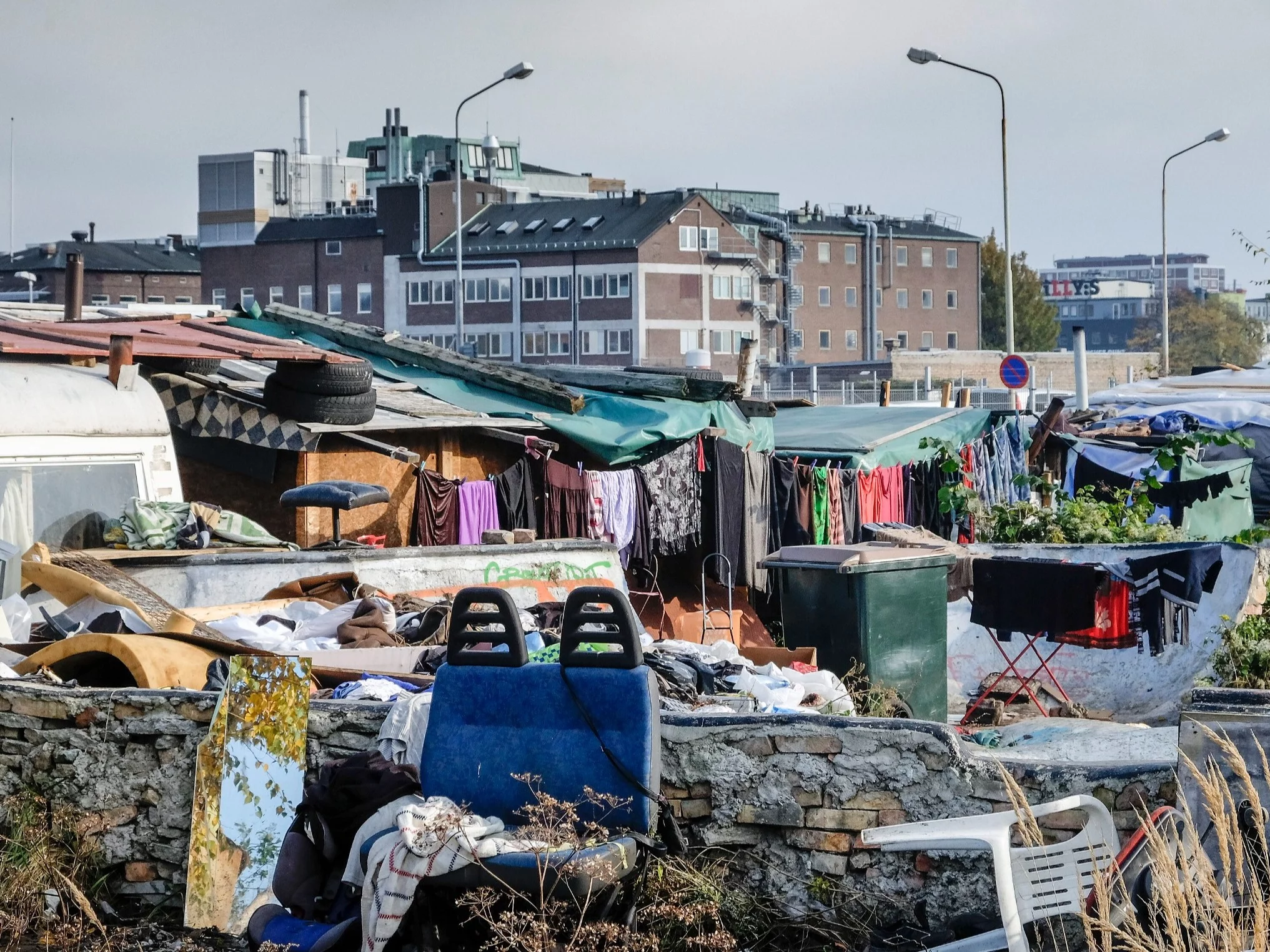 Obozowisko migrantów w szwedzkich mieście Malmö