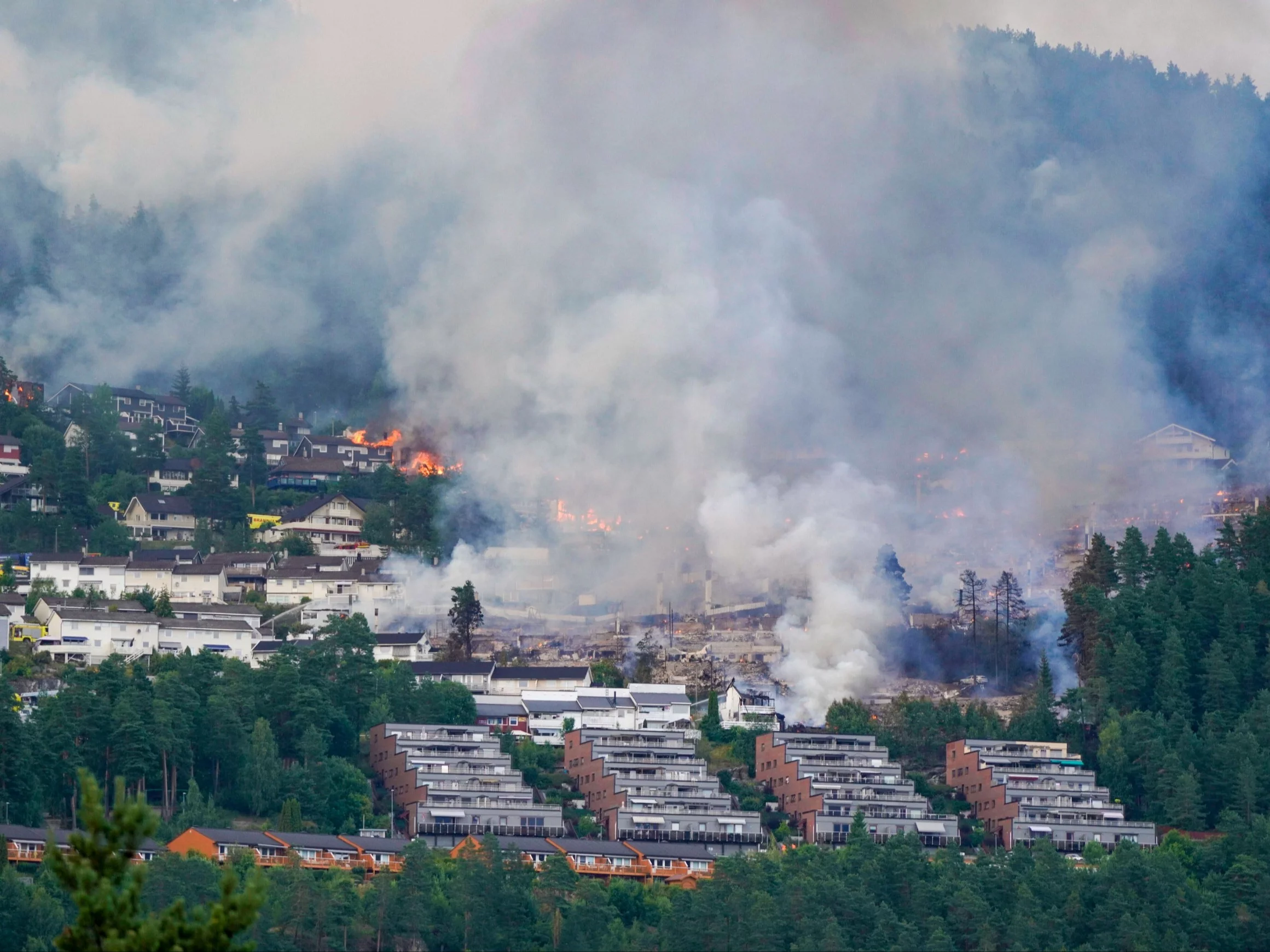 Pożar w Drammen w Norwegii