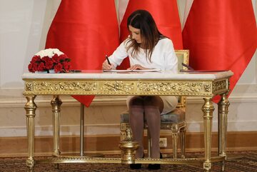 Nowa minister sportu Danuta Dmowska-Andrzejuk podczas uroczystości w Pałacu Prezydenckim w Warszawie.