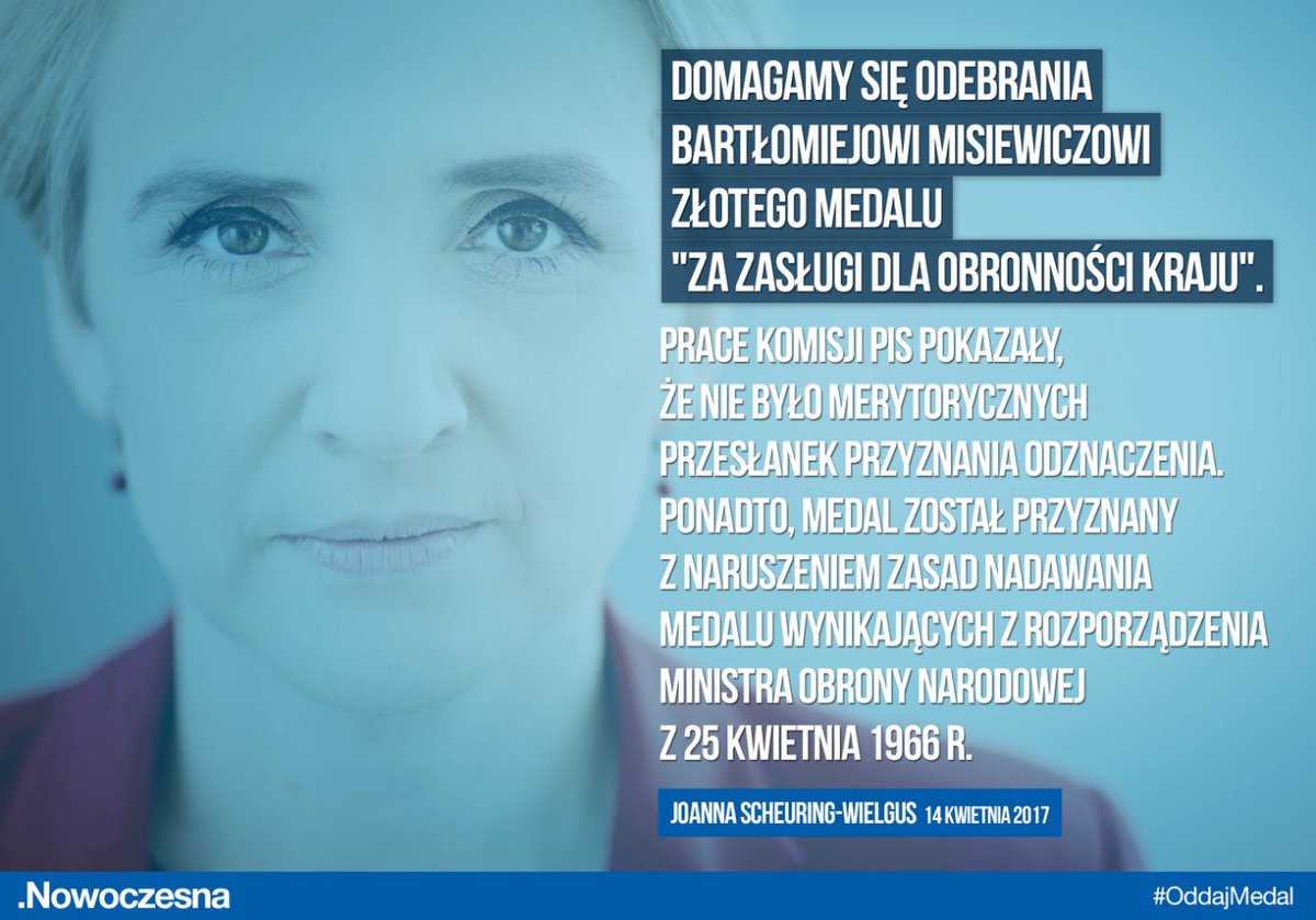 Nowoczesna domaga się odebrania Bartłomiejowi Misiewiczowi Złotego Medalu Za Zasługi Dla Obronności Kraju
