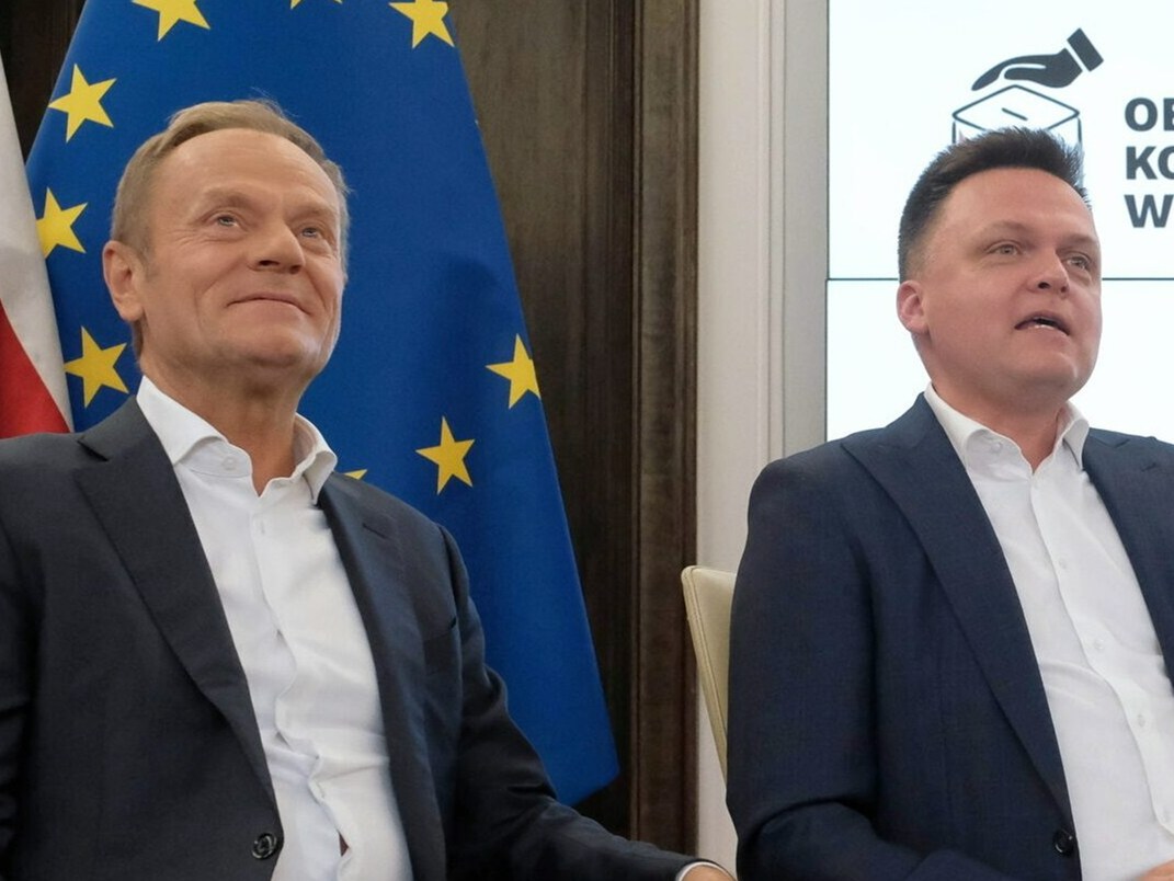 Szef PO Donald Tusk i lider Polski 2050 Szymon Hołownia