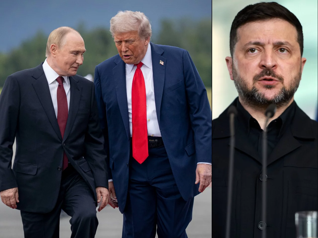 Od lewej: Władimir Putin, Donald Trump i Wołodymyr Zełenski