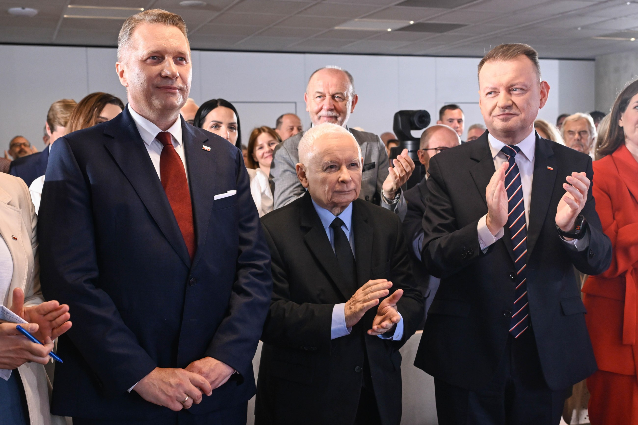 Politycy PiS: Przemysław Czarnek, Jarosław Kaczyński i Mariusz Błaszczak
