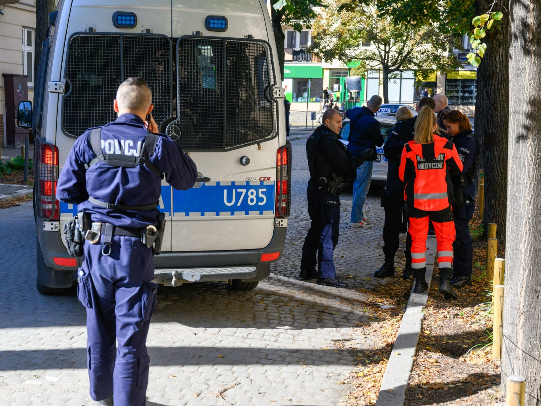 Miejsce ataku nożownika w rejonie skrzyżowania ulic Łukaszewicza i Karwowskiego na poznańskim Łazarzu