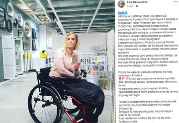 O decyzji fundacji Ania Derewienko poinformowała w internecie