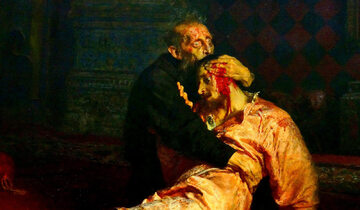 Obraz Ilji Riepina "Car Iwan Groźny i jego syn Iwan 16 listopada 1581 roku"