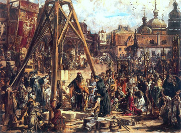 Obraz Jana Matejki "Powtórne zajęcie Rusi. Bogactwo i oświata. R.P. 1366"