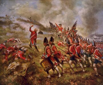 Obraz przedstawiający bitwę pod Bunker Hill. Autor: Percy Moran