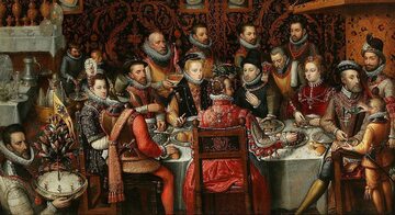 Obraz pt. Banquete de los Monarcas, mal. Sanchez Coello