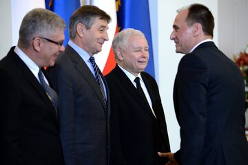 Od lewej: marszałek Senatu, marszałek Sejmu, prezes PiS oraz szef Kukiz'15