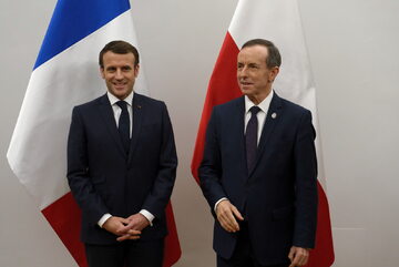 Od lewej: prezydent Emmanuel Macron i marszałek Tomasz Grodzki