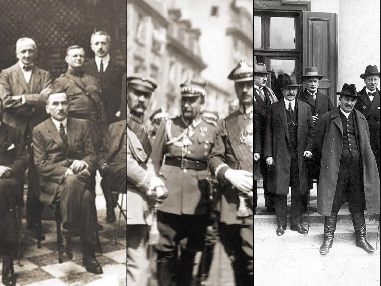 Ojcowie Niepodległej Polski - widoczni m.in. Dmowski, Piłsudski, Witos