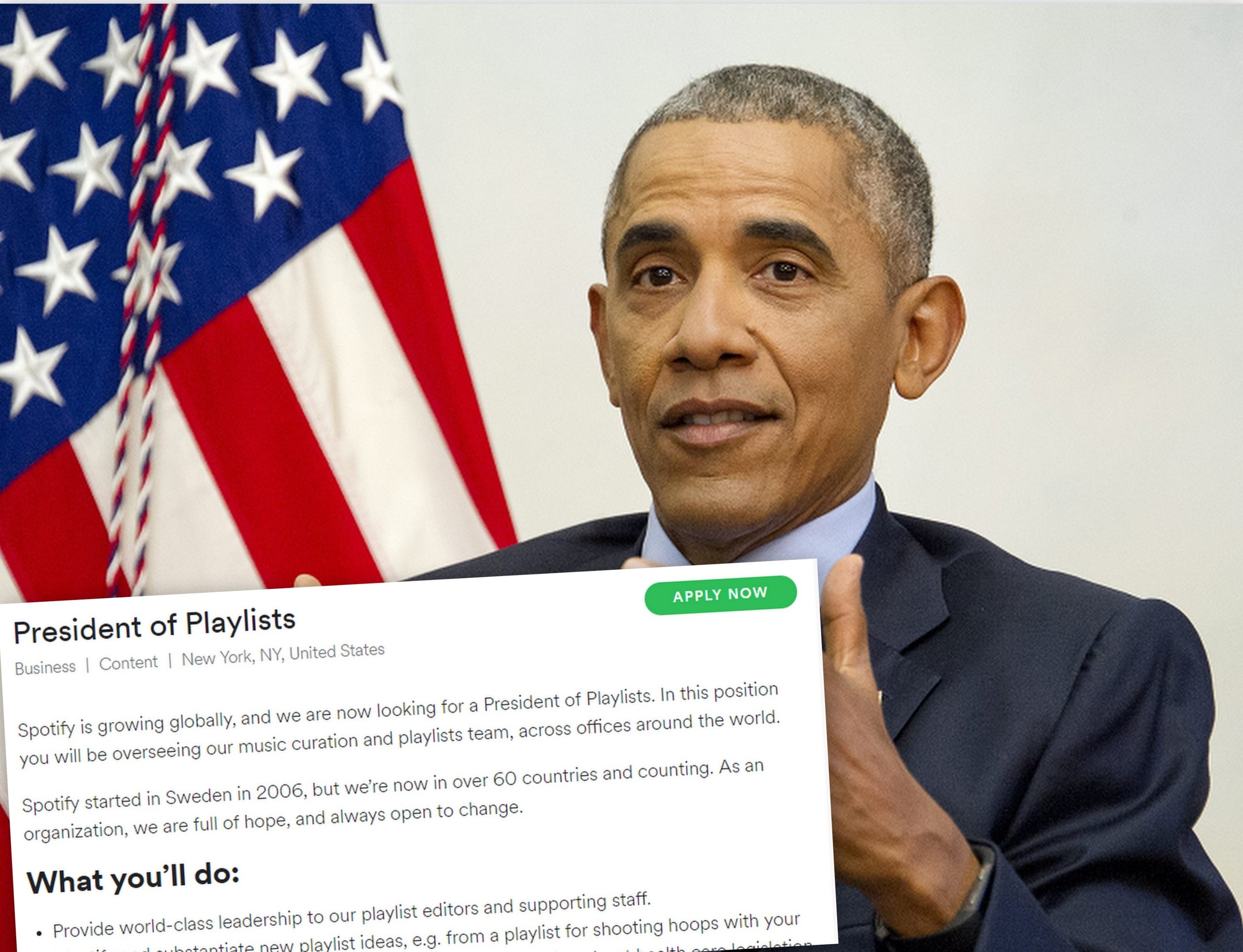 Prezydent Obama wielokrotnie udostępniał w serwisie swoje ulubione utwory muzyczne.