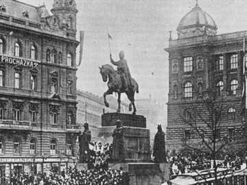 Ogłoszenie niepodległości Czechosłowacji. Plac Wacława, 28.10.1918
