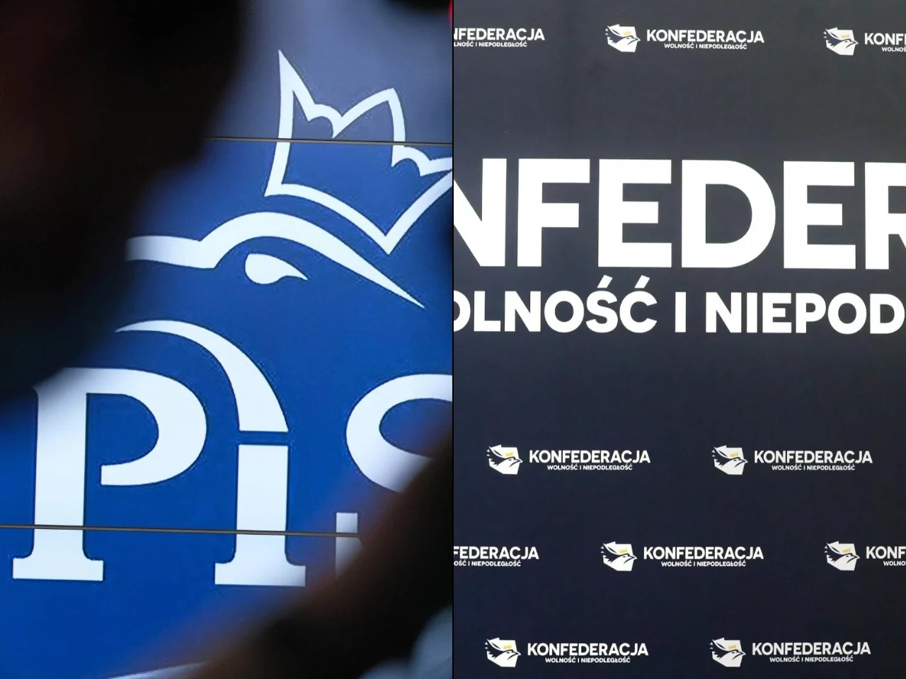 Logo PiS i Konfederacji, zdjęcie ilustracyjne