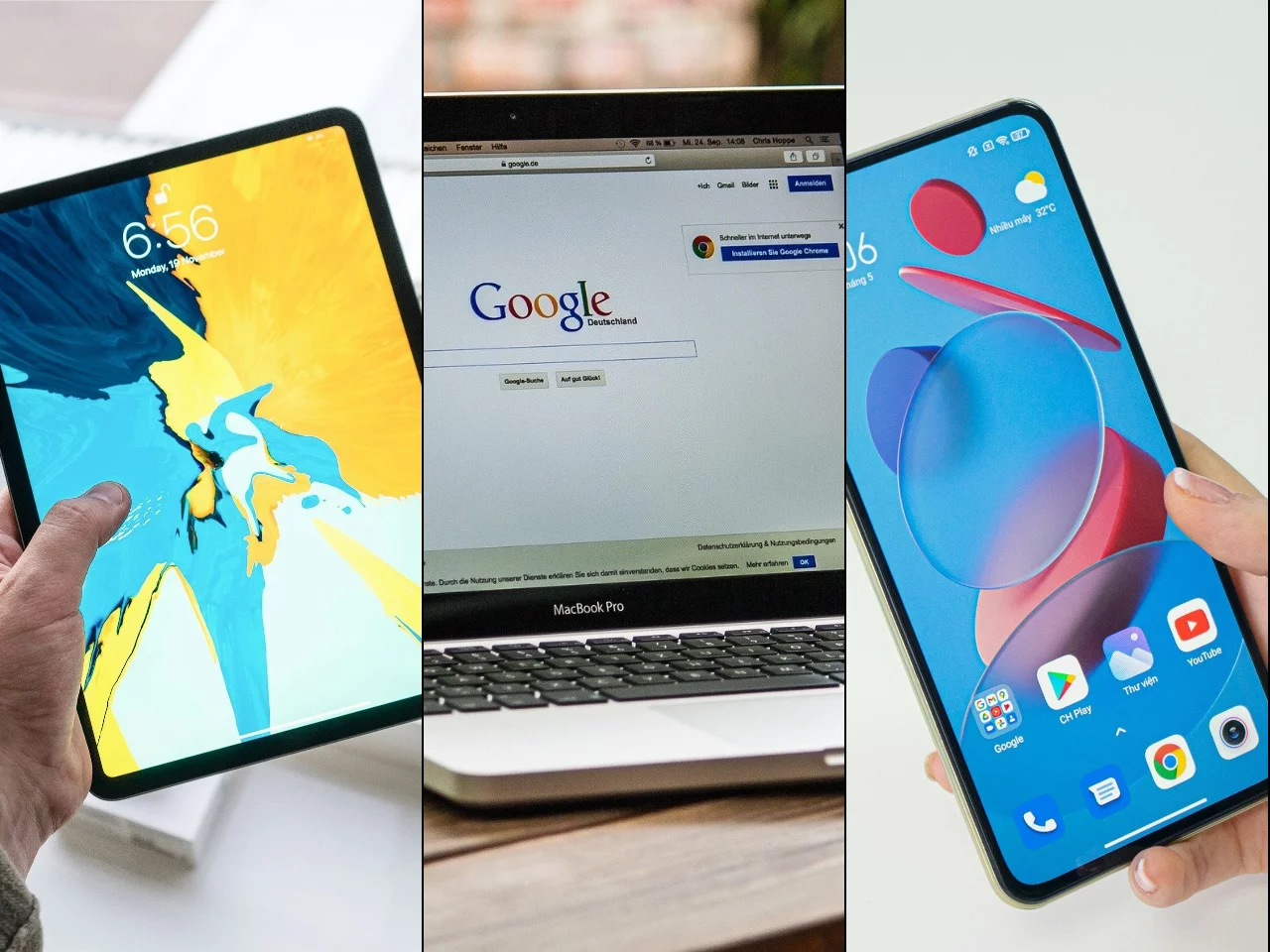 Tablet, laptop, smartfon