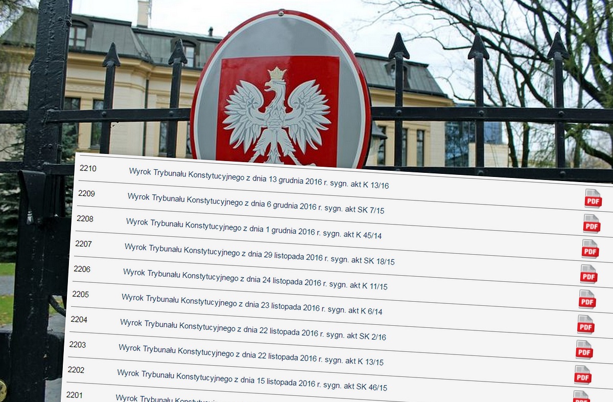 W Dzienniku Ustaw opublikowano 15 nieopublikowanych dotąd wyroków wyroków TK