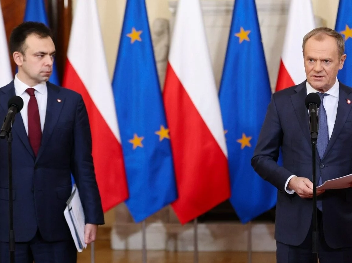 Minister finansów Andrzej Domański i premier Donald Tusk